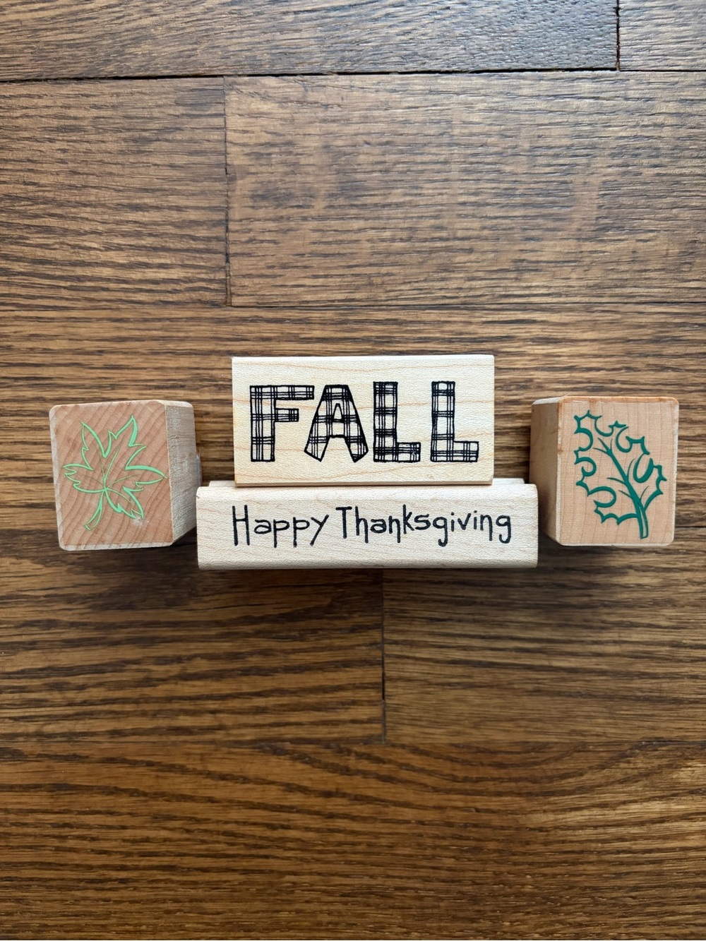 Lot of 4 Fall Autumn Stamps Happy Thanksgiving Leaf - Used